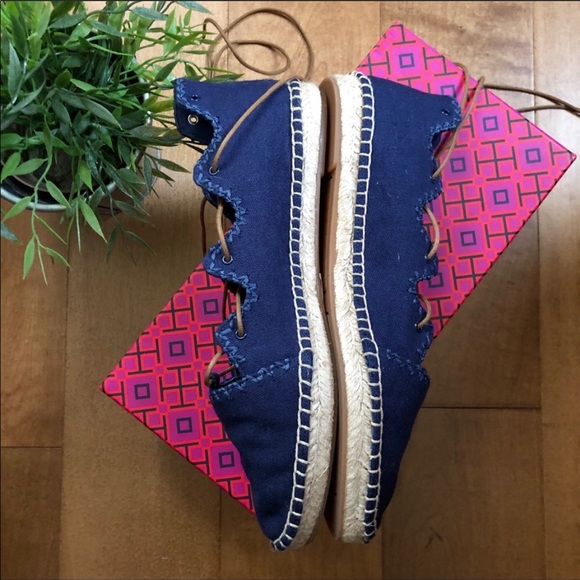 TORY BURCH Sonoma Ankle Wrap Espadrille denim flat - Picture 5 of 8